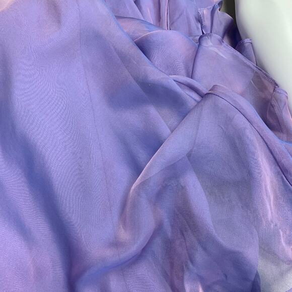 BADGLEY MISCHKA Size S Purple Lilac Silk Iridescent Halter Evening Gown - Picture 11 of 13